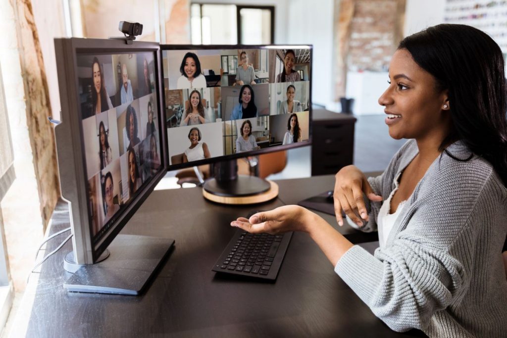 woman in online meeting